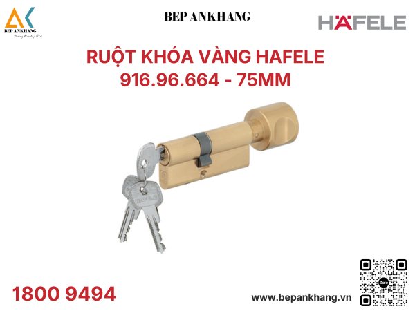 Ruột khoá Hafele Tiết diện Startec tiêu chuẩn khóa đôi có núm vặn 916.96.664